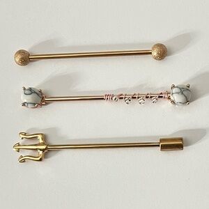 Three Assorted Industrial Barbells Body Jewelry